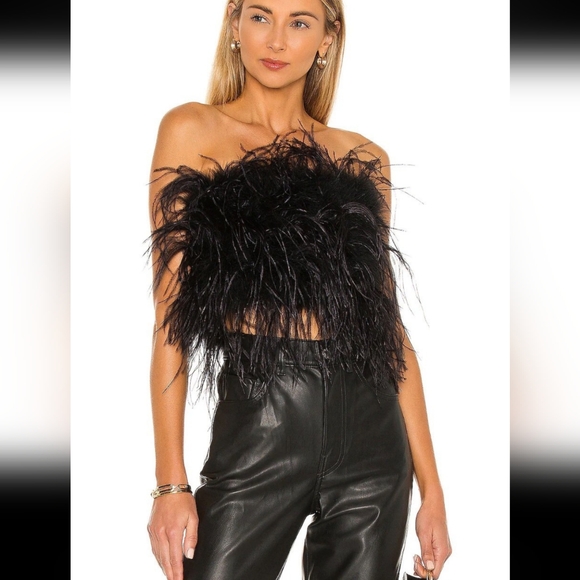 LAMARQUE Strapless Zaina Ostrich Feather Top - Picture 5 of 7